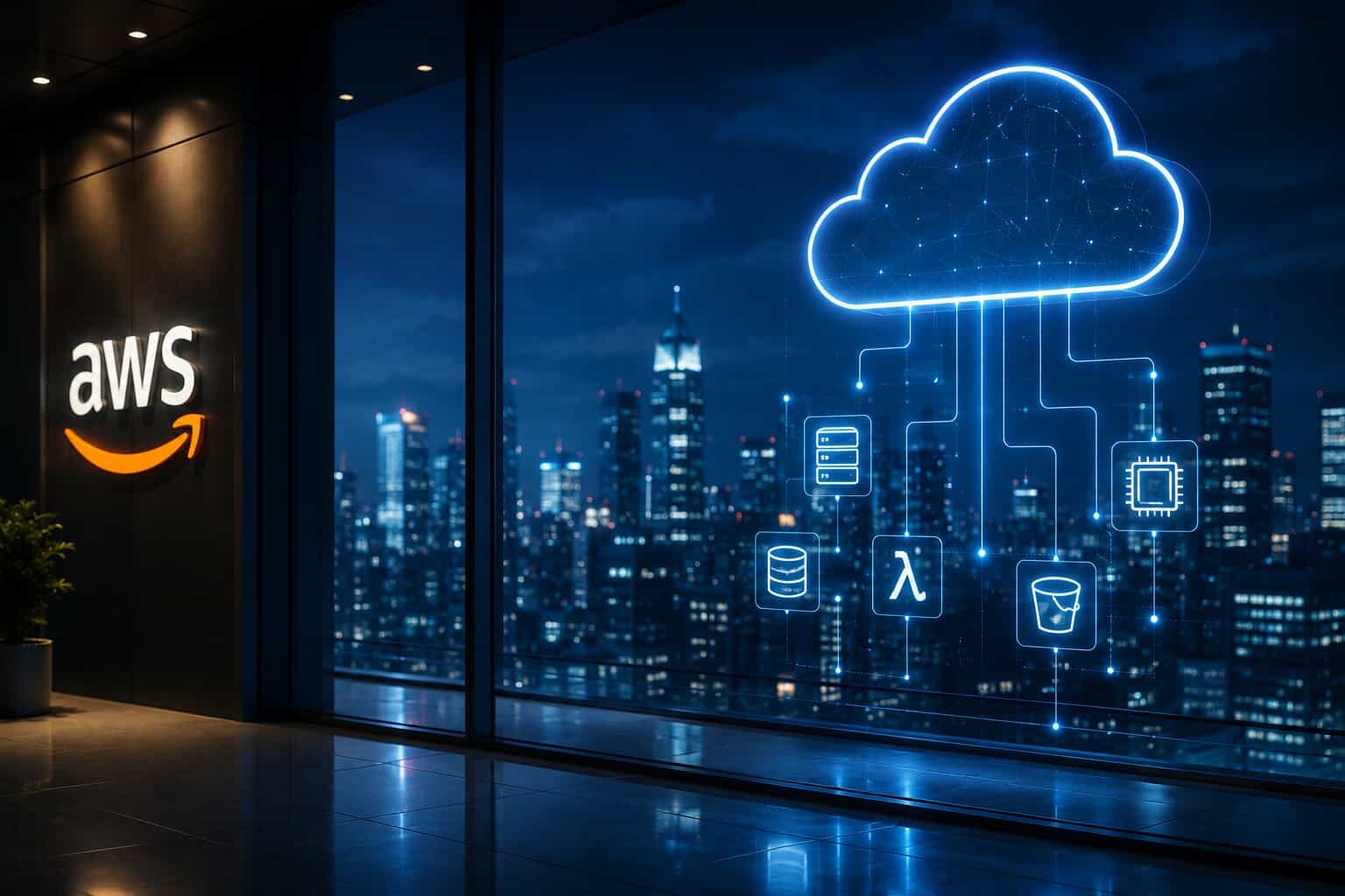 Bildschirme mit Code und Cloud-Infrastruktur